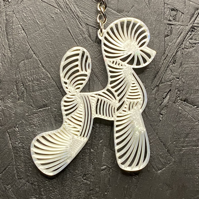 3D - Keychain Poodle Asian White Silk