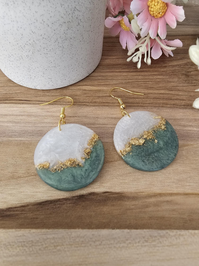 💧​​ Rond de Rêve &quot;Azur &amp; Or&quot;: Bijou moderne aux reflets dorés 💧