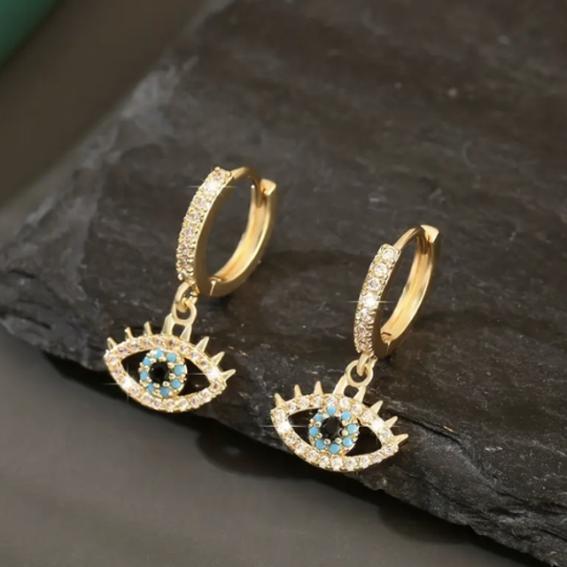 Eye huggie hoop earrings