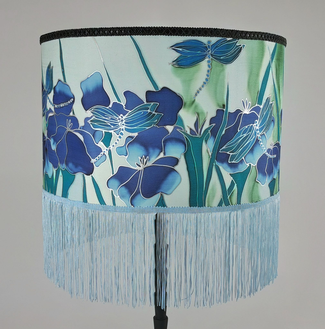 Dragonfly with fringe drum shade      