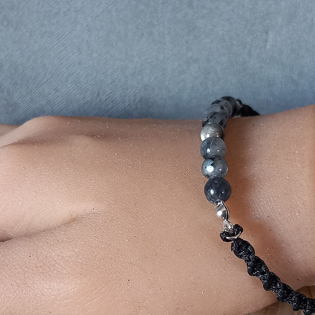 Bracelet ajustable en Larvikite