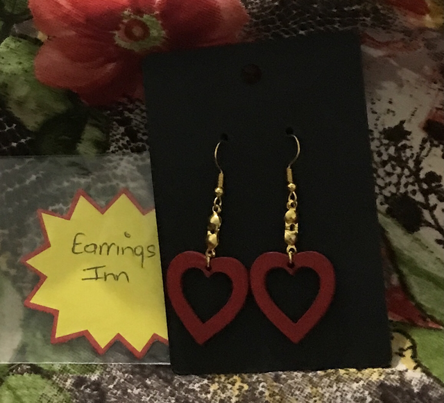 Red Natural Wood Dangling Earrings-SWDE36