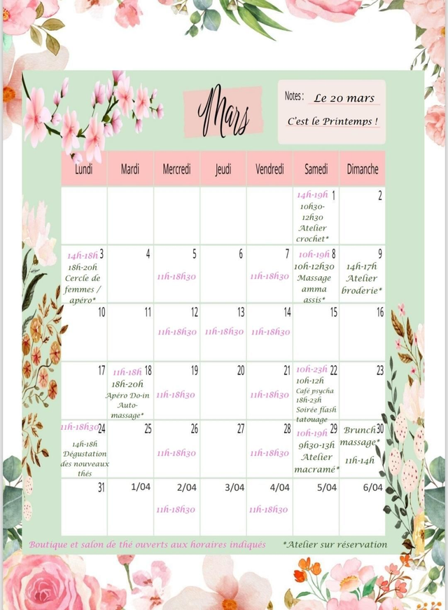 Planning de mars 2025