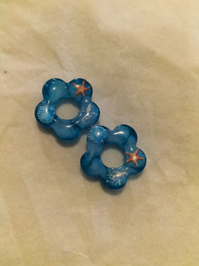 Créoles et pampilles fleurs &quot;Océan&quot;