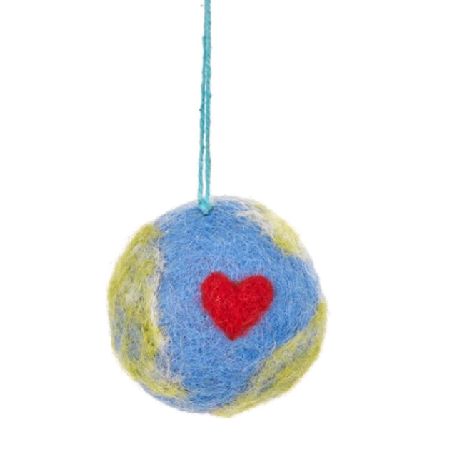 Handmade Love Your Planet Hanging Felt Decoration