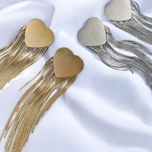 Boucles d'Oreilles Chic à Pompons en Forme de Cœur - Femme