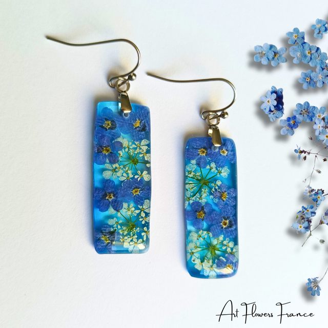 Boucles d&#039;oreilles Myosotis (Ne m&#039;oubliez pas)   (3)