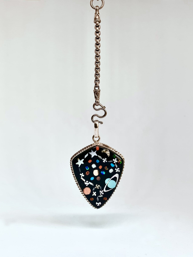 Pendentif Galaxy SAGITTAIRE argent massif et pierres naturelles 