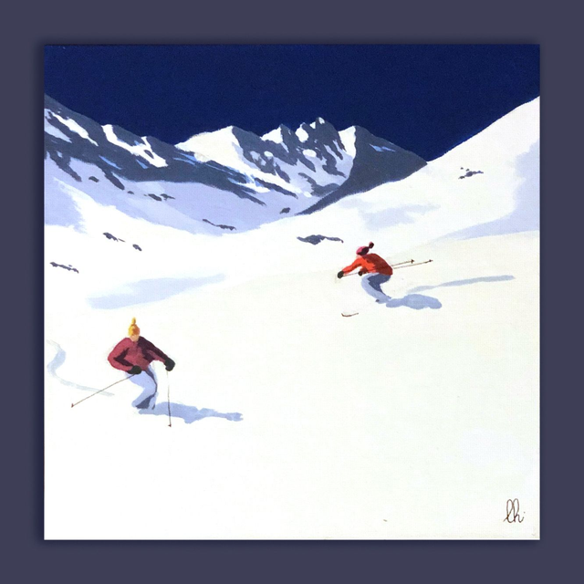 petit tableau skieur15 20X20