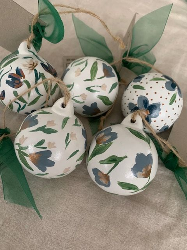 Blue Hand Painted Ceramic Baubles