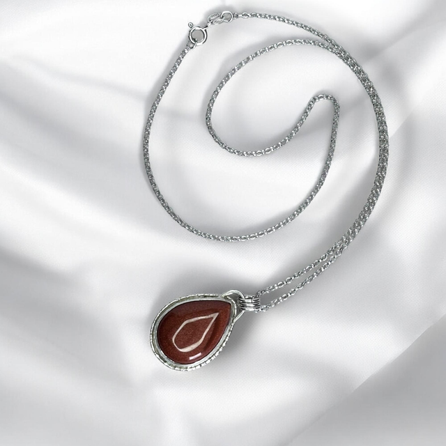 Silver and Gold Sandstone Teardrop Pendant