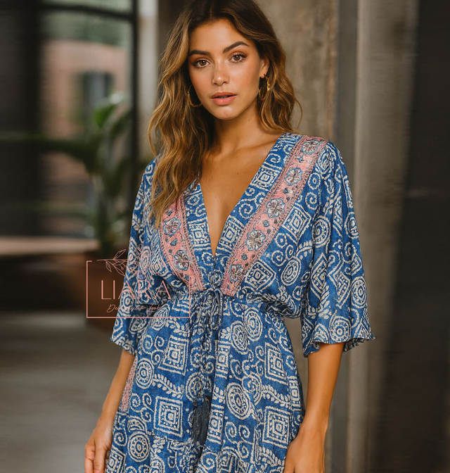 Süßes Kleidim Tunika Look blau weiß Onesize