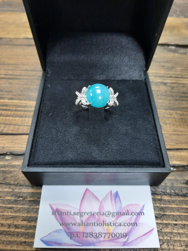 Anello donna argento placcato oro bianco acquamarina