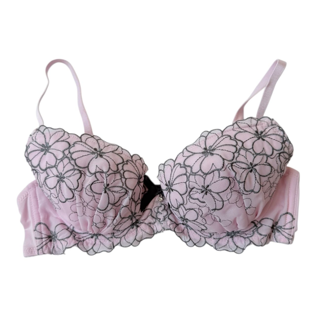 Pink/mauve + grey floral Japanese Bra UK 32B