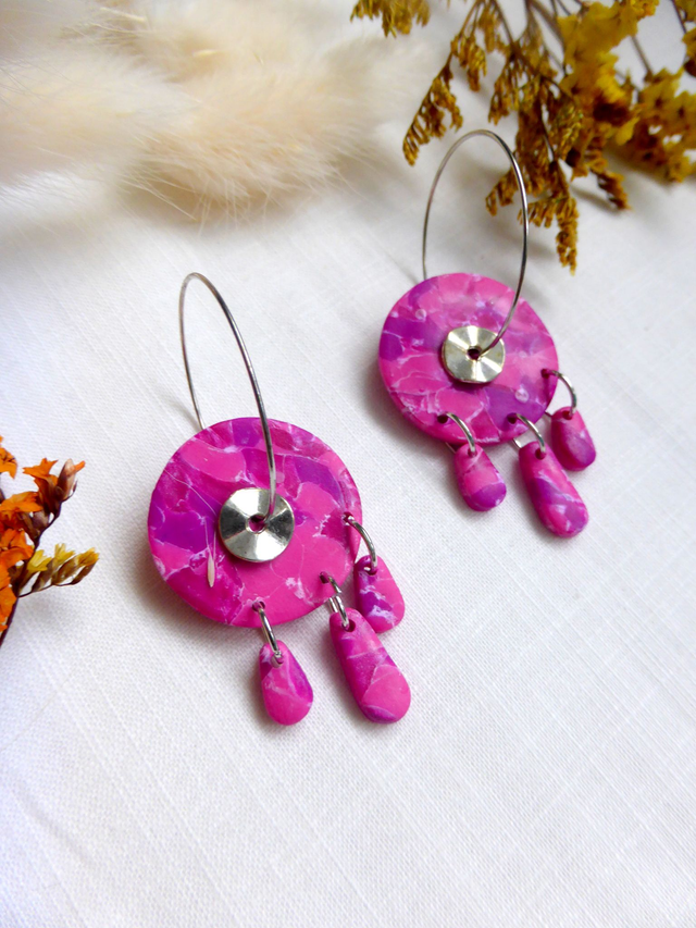 Boucles d'oreilles créoles - Rose d'automne