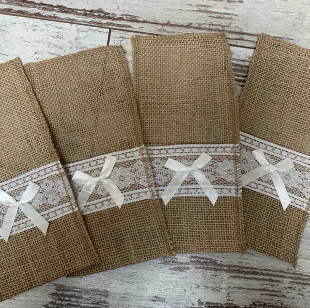 Location - pochette à couverts en toile de jute