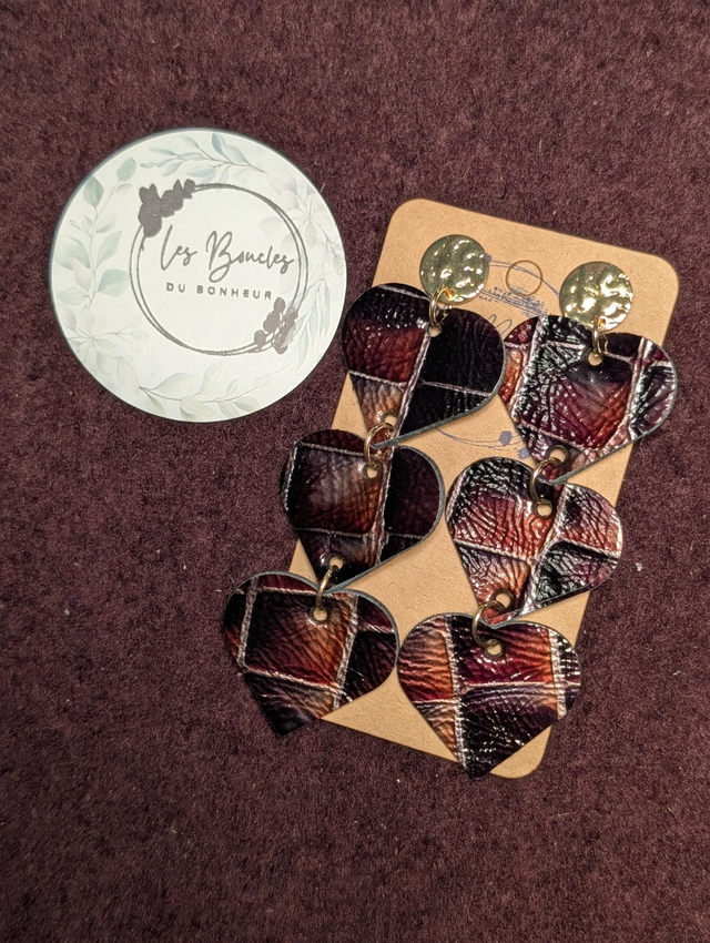 Boucles d'oreilles Ti coeur ❤️ marron vernis tc001