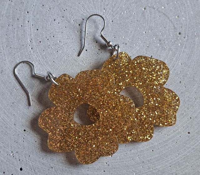 A - Floora - korvakorut,  kulta glitter