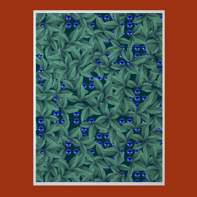 Feuillage et yeux bleus