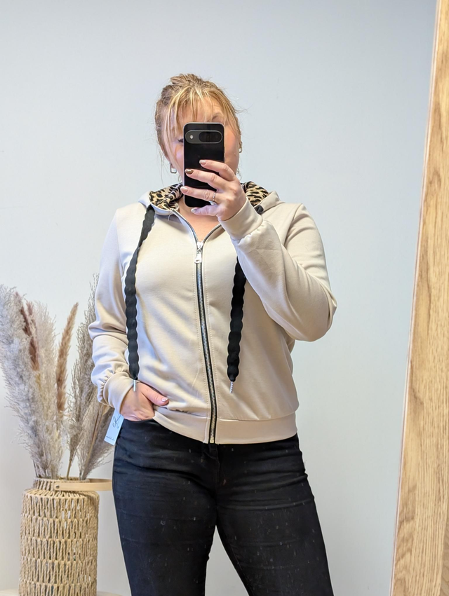 Veste capuche léopard beige TU 34/40