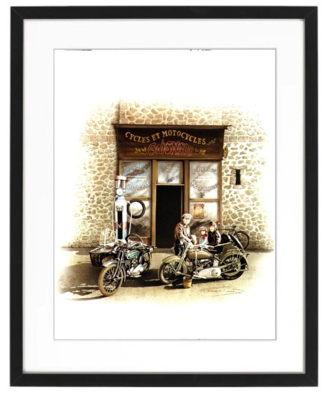 Harley old Garage - Framed Print