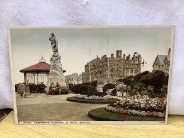 St. Annes, Fisherman&#039;s Memorial &amp; Hotel Majestic. Lancashire, Photochrom Co. Ltd. Vintage Postcard Our Ref No. R530 £2.50