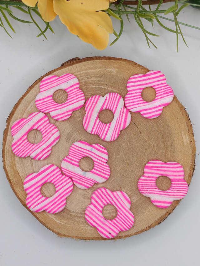 Fleurs Amaya rayées Rose/Blanc 