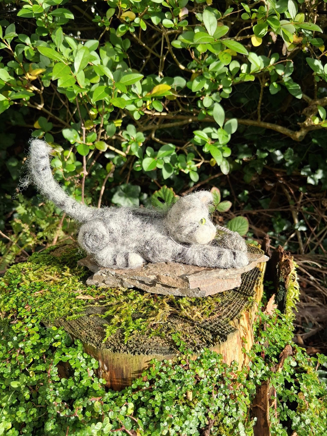 Needle Felt Cat Silver Tabby: Luna