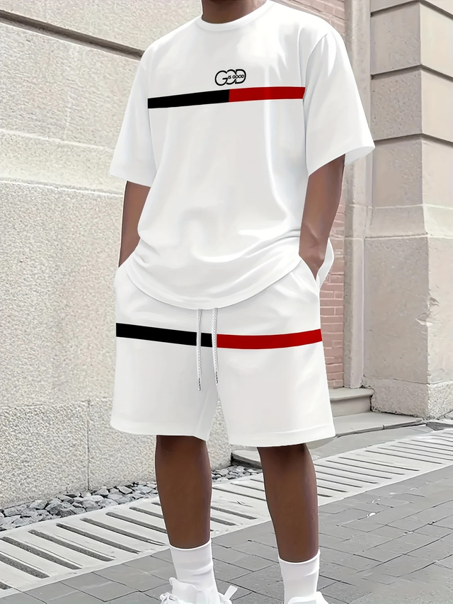 Men's Stylish Casual 3D Short Sleeve T-Shirt and Shorts Set