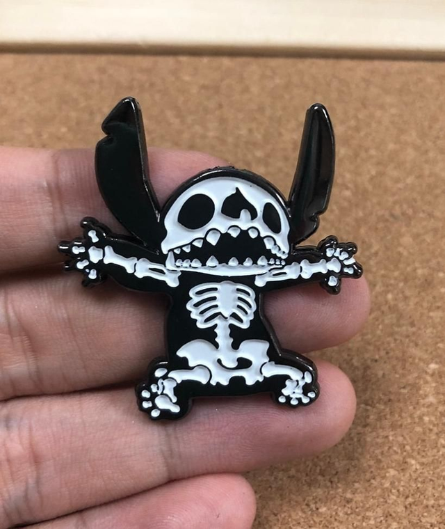 Stitch Skeleton Enamel Pin