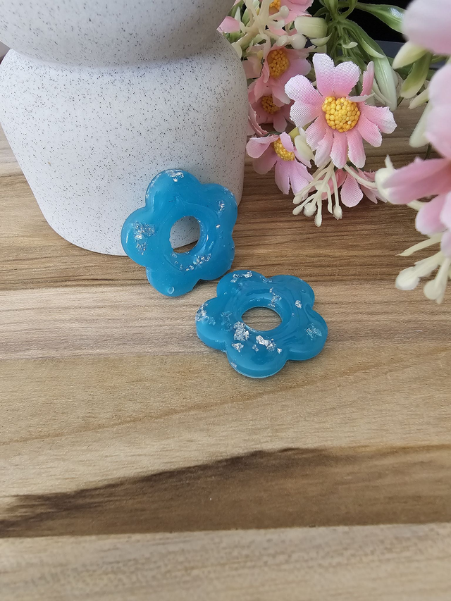 🏵️​FLOWER POP interchangeable Bleu paillettes Argent🏵️