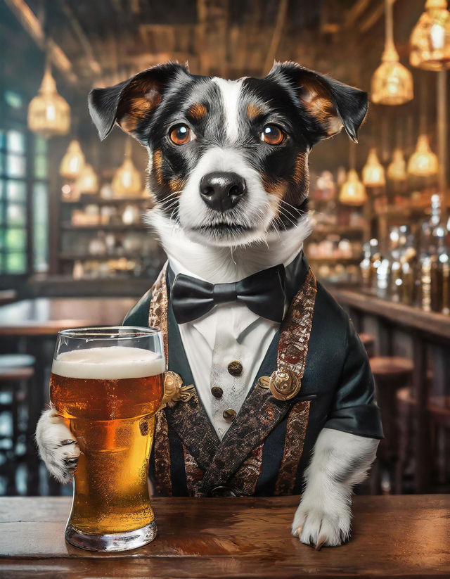 Jack Russell at the Bar Framed Canvas