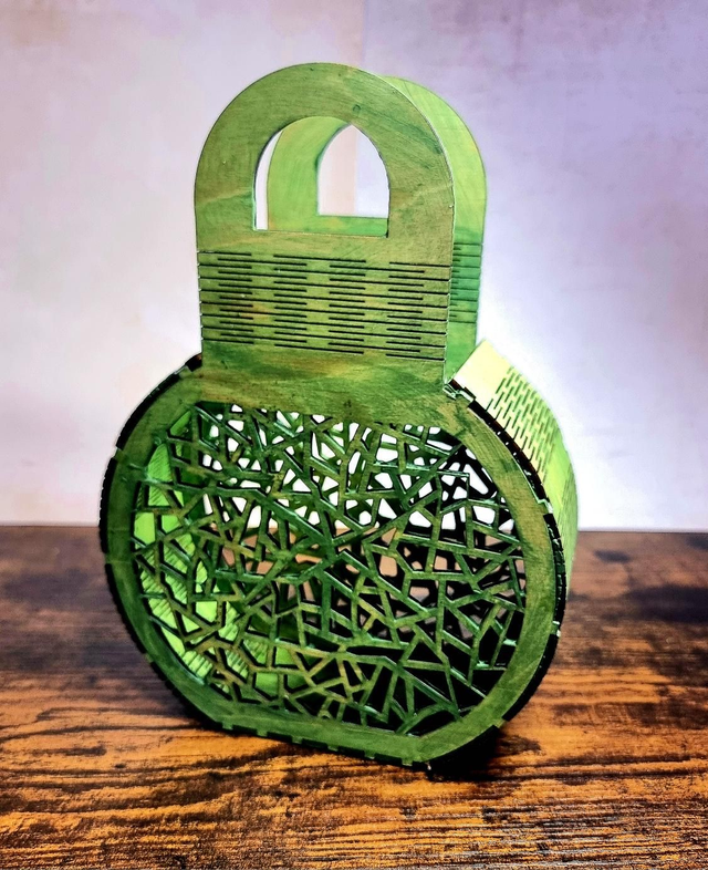 Mini sac boule en bois vert kaki....