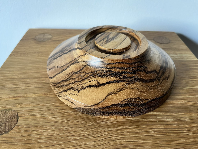 African bowl hand-turned from zebrano wood.