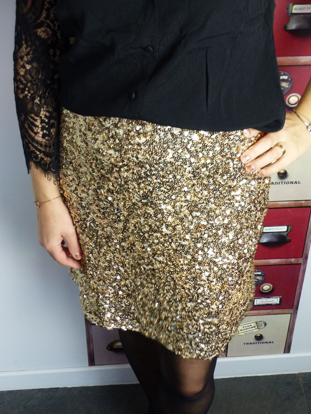 jupe sequins doré