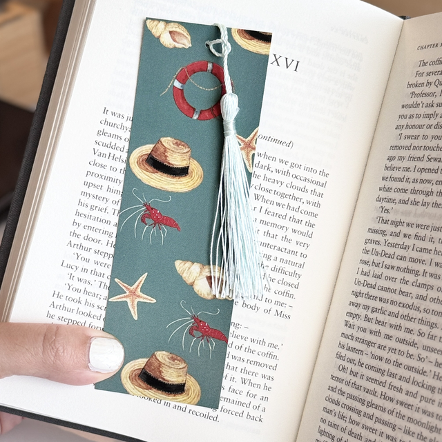 Marque-page &quot;Blue Lagoon&quot; cartonné, bleu canard.