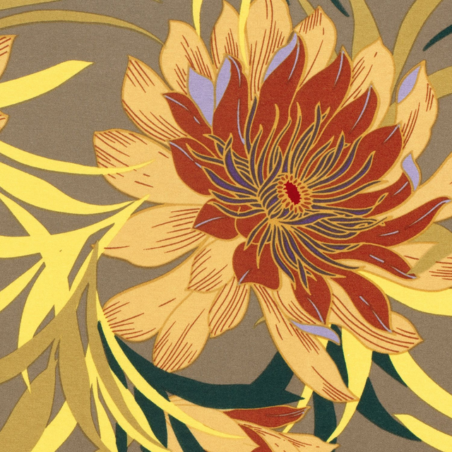 Jersey viscose Fleurs taupe