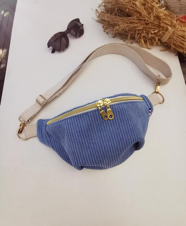 Banane THELMA velour bleu ciel 