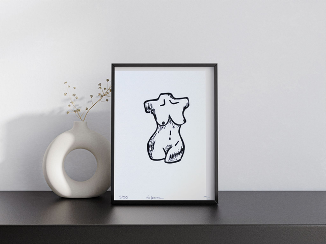 Linogravure “La Femme – Corps” – Impression artisanale A6 en édition limitée