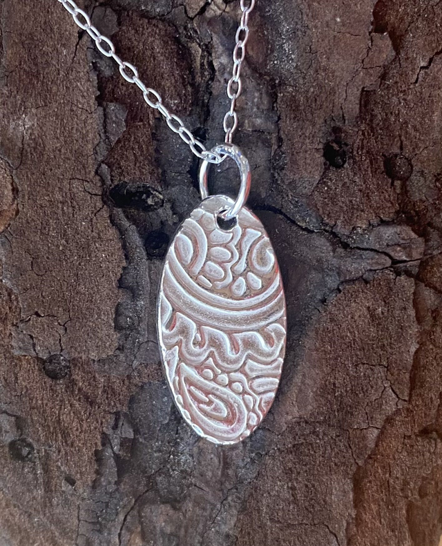 Fine Silver Oval Pendant  