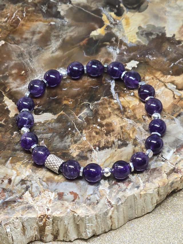 Bracelet Améthyste foncée 0,8 cm 