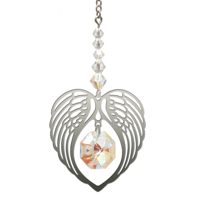 04 April - Angel Wings Heart Crystal Suncatcher