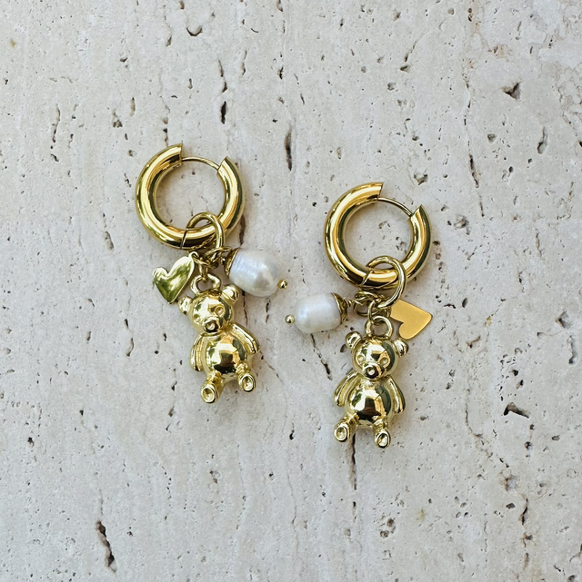 Oorbellen teddy beer goud 
