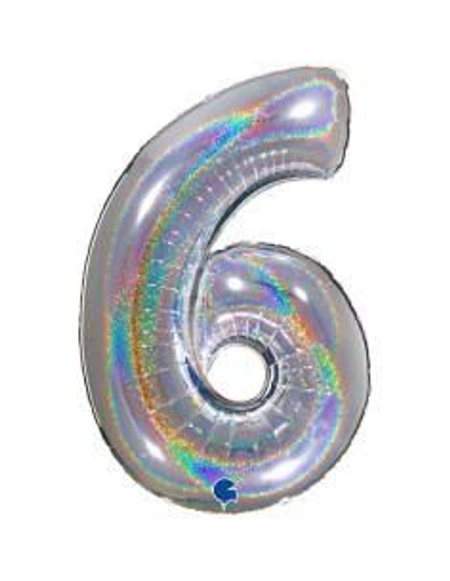 Numero 6 Holografico Argento 