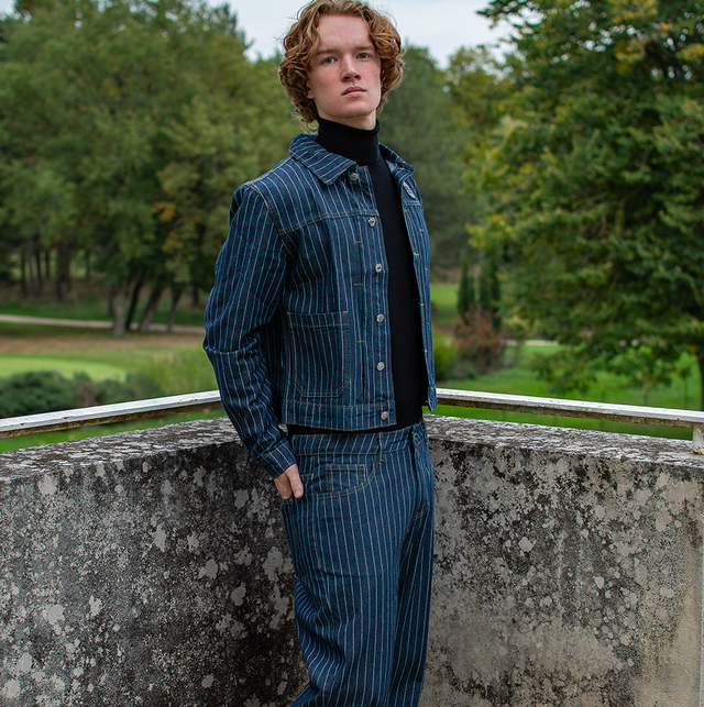 Ensemble décontracté à rayures pour homme