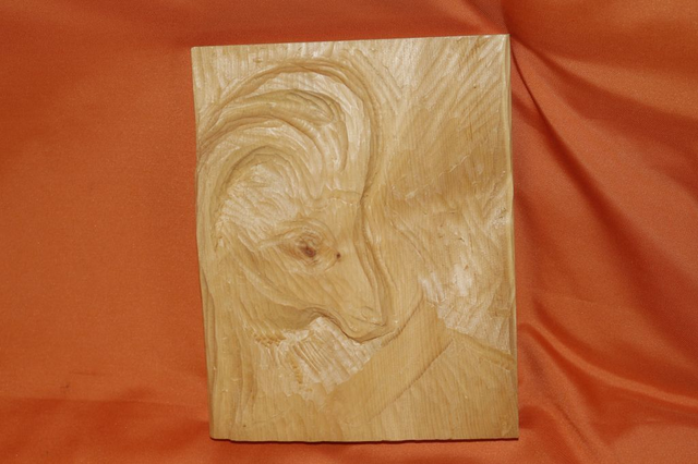 Handgeschnitztes Bild Steinbock