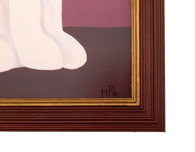 Framed Fine Art Print - Staffordshire Dog - Right Facing - Pink