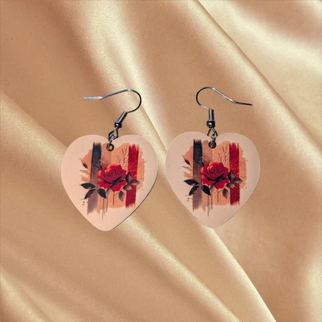 N° 82 Boucles d'oreilles coeur fantaisie hypoallergénique 