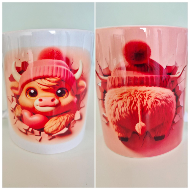Cute Highland Cow Breaking through Mug