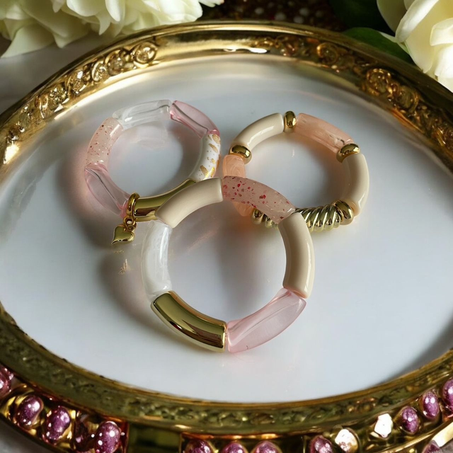 Bracelets acryliques rose n°2